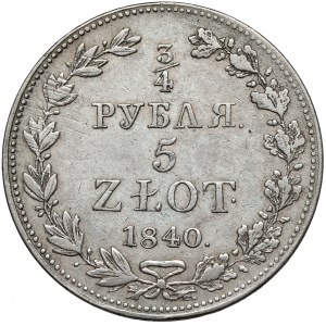 3/4 rubla = 5 złotych 1840 MW, Warszawa - wczesna wstęga