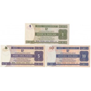 PEWEX 1, 5 i 10 dolarów 1979 - zestaw (3szt)