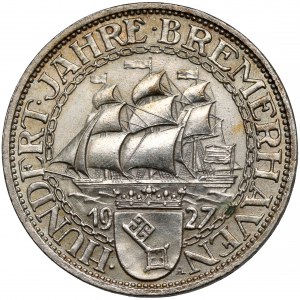 Weimar, 3 marki 1927-A, Berlin - Port w Bremie