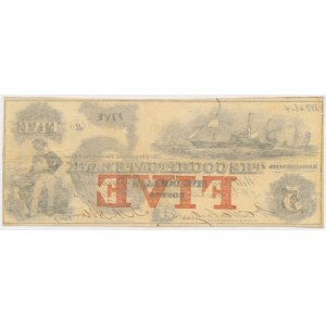 USA, Cochituate Bank 5 Dollars 1850