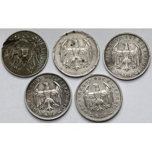 Niemcy, 25 fenigów i 1 marka 1910-1939 - zestaw (5szt)