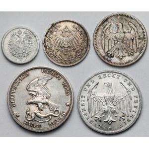 Niemcy, od Feniga do 500 marek 1913-1924 - zestaw (5szt)