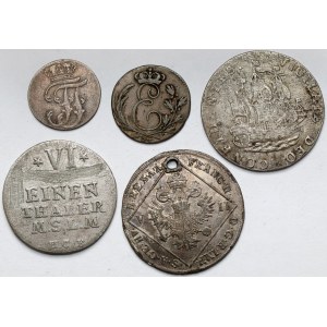 Niemcy, Austria i Niderlandy, od Szeląga do 7 krajcarów 1725-1828 - zestaw (5szt)