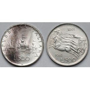Włochy, 500 lir 1961-1966 - zestaw (2szt)