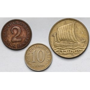 Estonia, 2-10 senti i 1 kroon 1931-1934 - zestaw (3szt)