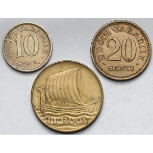 Estonia, 10-20 senti i 1 kroon 1931-1935 - zestaw (3szt)