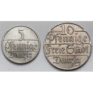 Gdańsk, 5-10 fenigów 1923 - zestaw (2szt)