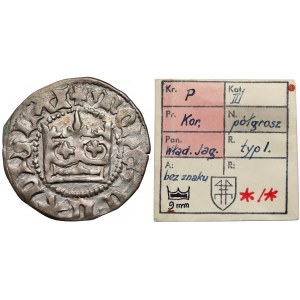 Władysław II Jagiełło, Półgrosz Kraków - typ 7 - bez znaku - ex. Kałkowski