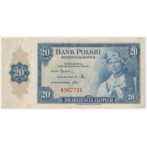 ABNCo, 20 złotych 1939 - K - seria spoza puli - JEDYNA ZNANA