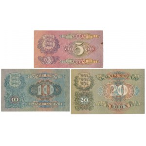 Estonia, 5, 10 & 50 Krooni 1928-1932 - set of 3 pcs