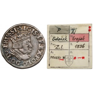 Zygmunt I Stary, Trojak Gdańsk 1536 - ex. Kałkowski