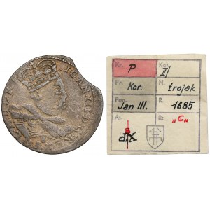 Jan III Sobieski, Trojak Kraków 1685-C - rzadki - ex. Kałkowski