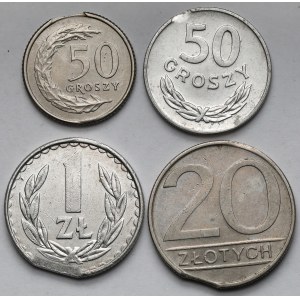 Destrukty 50 groszy - 20 złotych 1984-1991 - zestaw (4szt)