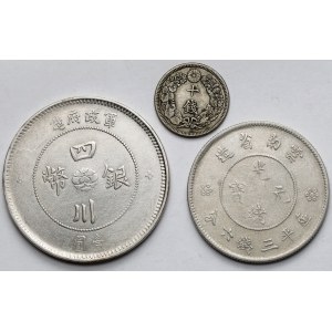 Chiny i Japonia, Zestaw monet srebrnych MIX (3szt)