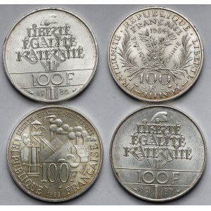 Francja, 100 franków 1984-1987 - zestaw (4szt)