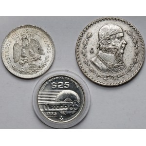 Meksyk, 50 centavos, 1 peso i 25 dolarów 1944-1985 - zestaw (3szt)