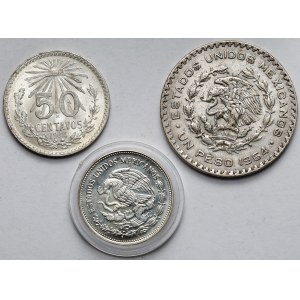 Meksyk, 50 centavos, 1 peso i 25 dolarów 1944-1985 - zestaw (3szt)