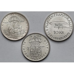 Szwecja, 2-10 koron 1938-1972 - zestaw (3szt)