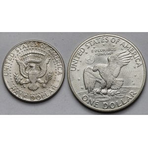 USA, 1/2 i 1 dolara 1964-1971 - zestaw (2szt)