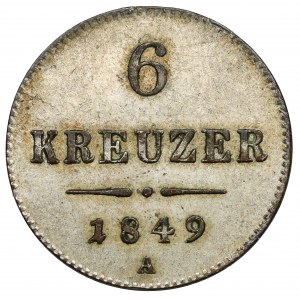 Austria, Franciszek Józef I, 6 krajcarów 1849-A, Wiedeń