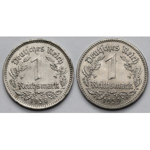 III Rzesza, 1 marka 1938-1939 - zestaw (2szt)