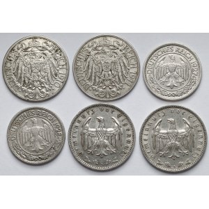 Niemcy, 25-50 fenigów i 1 marka 1910-1935 - zestaw (6szt)