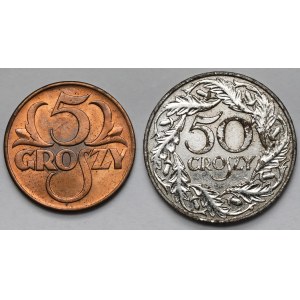 5 und 50 Groszy 1938 - Satz (2 Stck.)