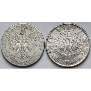 10 złotych 1933 i 1939 Traugutt i Piłsudski - zestaw (2szt)