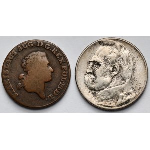 Poniatowski, Trojak 1787 EB i Piłsudski, 5 złotych 1935 - zestaw (2szt)