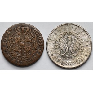 Poniatowski, Trojak 1787 EB i Piłsudski, 5 złotych 1935 - zestaw (2szt)