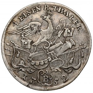 Śląsk, Fryderyk II Wielki, 1/4 talara 1752-B, Wrocław