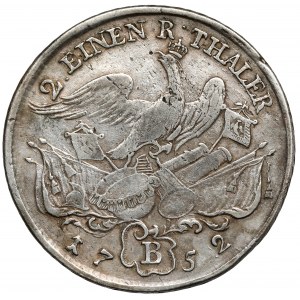 Śląsk, Fryderyk II Wielki, 1/2 talara 1752-B, Wrocław - inny orzeł