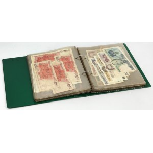 Klaser z banknotami, głównie Polska PRL + reprinty (~76szt)