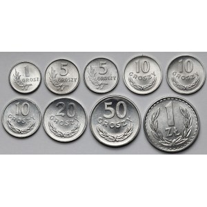 1 grosz - 1 złoty 1949-1985 - zestaw (9szt)