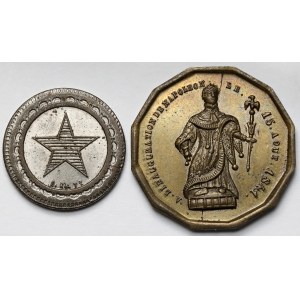 Francja, Żetony (XIXw.) - Kolonialny i Napoleon III - zestaw (2szt)