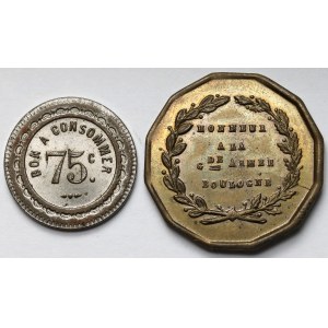 Francja, Żetony (XIXw.) - Kolonialny i Napoleon III - zestaw (2szt)