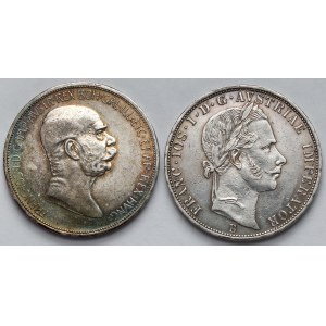 Austria, Franciszek Józef I, 2 floreny 1859 i 5 koron 1908 - zestaw (2szt)