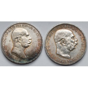 Austria, Franciszek Józef I, 5 koron 1908-1909 - zestaw (2szt)