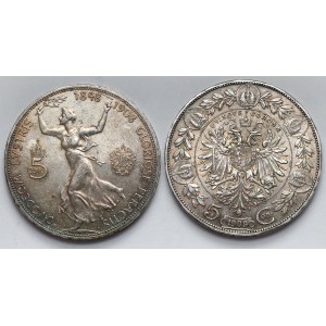 Austria, Franciszek Józef I, 5 koron 1908-1909 - zestaw (2szt)