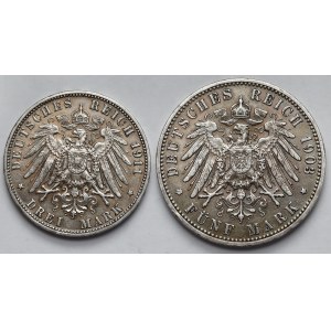 Hamburg, 3 i 5 marek 1903-1911 - zestaw (2szt)