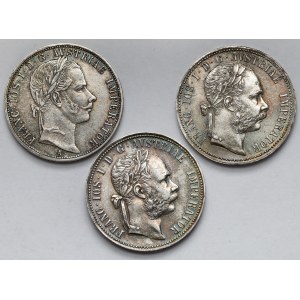 Austria, Franciszek Józef I, Floren 1860-1888 - zestaw (3szt)