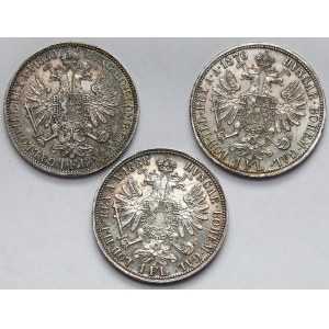 Austria, Franciszek Józef I, Floren 1860-1888 - zestaw (3szt)