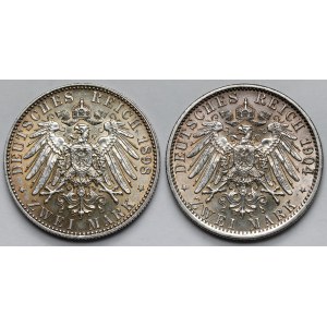 Prusy i Saksonia, 2 marki 1898-1904 - zestaw (2szt)
