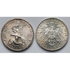 Prusy, 3 marki 1912-1913 - zestaw (2szt)