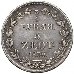 3/4 rubla = 5 złotych 1838 MW, Warszawa