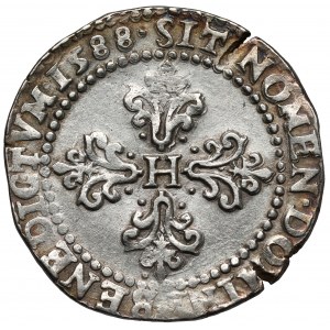 Henryk Walezy, 1/2 franka 1588-B, Rouen