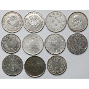 Chiny i Japonia, Zestaw monet srebrnych MIX (11szt)