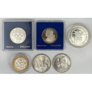 SREBRO 200 - 200.000 zł 1976-1991 - zestaw (6szt)