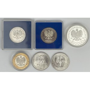 SREBRO 200 - 200.000 zł 1976-1991 - zestaw (6szt)