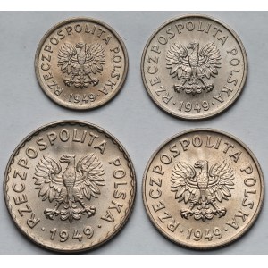 10-50 groszy i 1 złoty 1949 CuNi - zestaw (4szt)